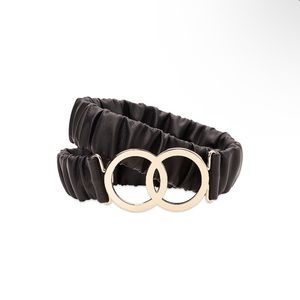 Madden NYC Women's Ruched PU Stretch Belt, Black